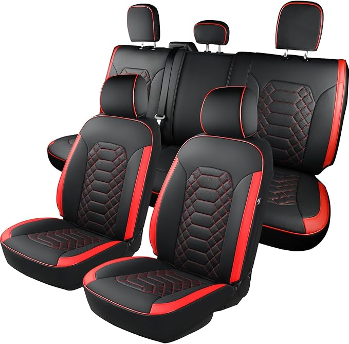 Seat Covers for Ford F150 2015-2026 SuperCrew & Ford F250 F350 F450 Super Duty 2017-2026 Crew Cab, Faux Leather Waterproof Pickup Truck Seat Covers (5 Seats) Interior Accessories