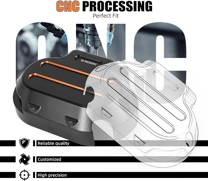 NICECNC Orange Transmission Side Cover Aluminum Compatible with Harley Electra Glide Standard FLHT 2017-2020, CVO Road Glide FLTRXSE 2017-2020, Replacement for 25800057, See Fitments