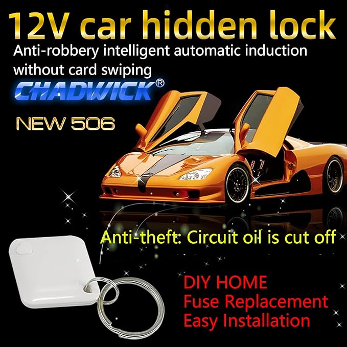 CHADWICK Car Immobilizer Anti-Theft Alarm System, M506 Wireless Engine Lock, Auto Anti-Robbery Device, Intelligent Circuit Cut Off Tool, Universal 12V Car Alarm + 2 Remotes, for Car, Motorcycle