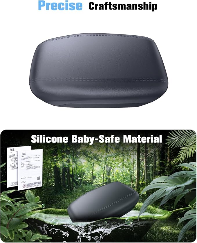 For 2025~2026 Mitsubishi Outlander (Not Fit Outlander Hybrid&Sport) 2-in-1 Silicone Center Console Armrest Cover&Armrest Hidden Privacy Tray - [OEM Design&Friendly Liquid Silicone Rubber] - Thin Black
