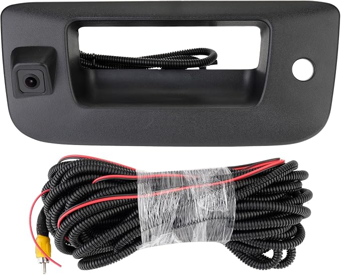 Tailgate Handle Backup Camera Compatible with 2007-2013 Chevrolet Silverado/GMC Sierra 1500 2500 HD Pickup Reversing Backing Camera Handle Tailgate Lock RCA Connector Replaces # 22755304