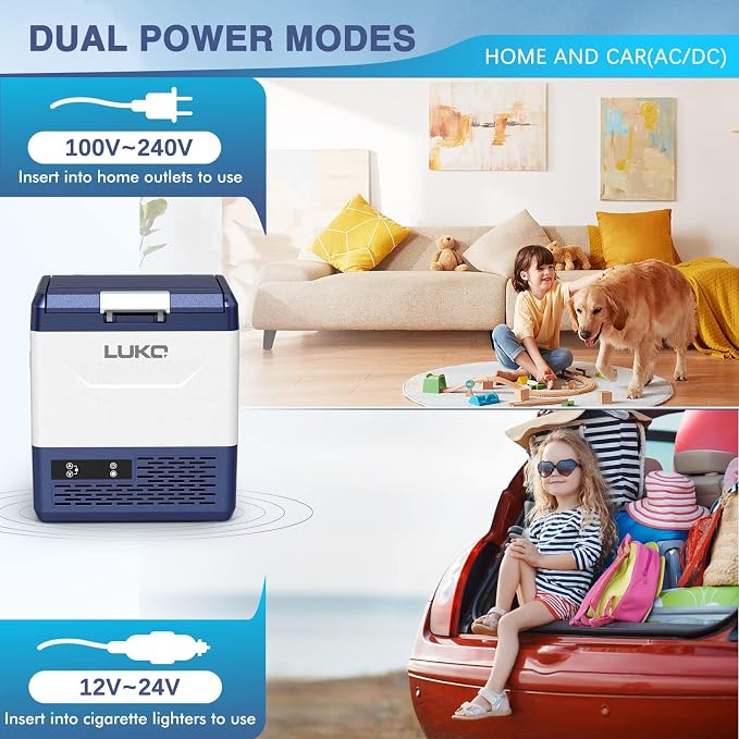 LUKO Car Refrigerator 15 Litre, Compressor Cooler, Portable Car Fridge Freezer for Truck, RV, Boat, Camping & Travel, Electric Mini Fridge Freezer (15L)