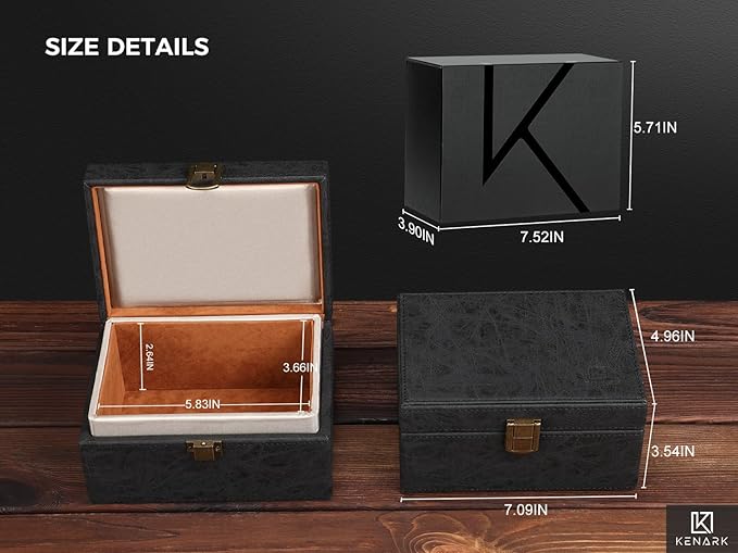 KK6M-BK Faraday Key Fob Protector Box, RFID Signal Blocking Shielding Box for Car Keys, Anti-Theft Vintage Faraday Cage with High-Grade Protein Leather, Black - Size: M