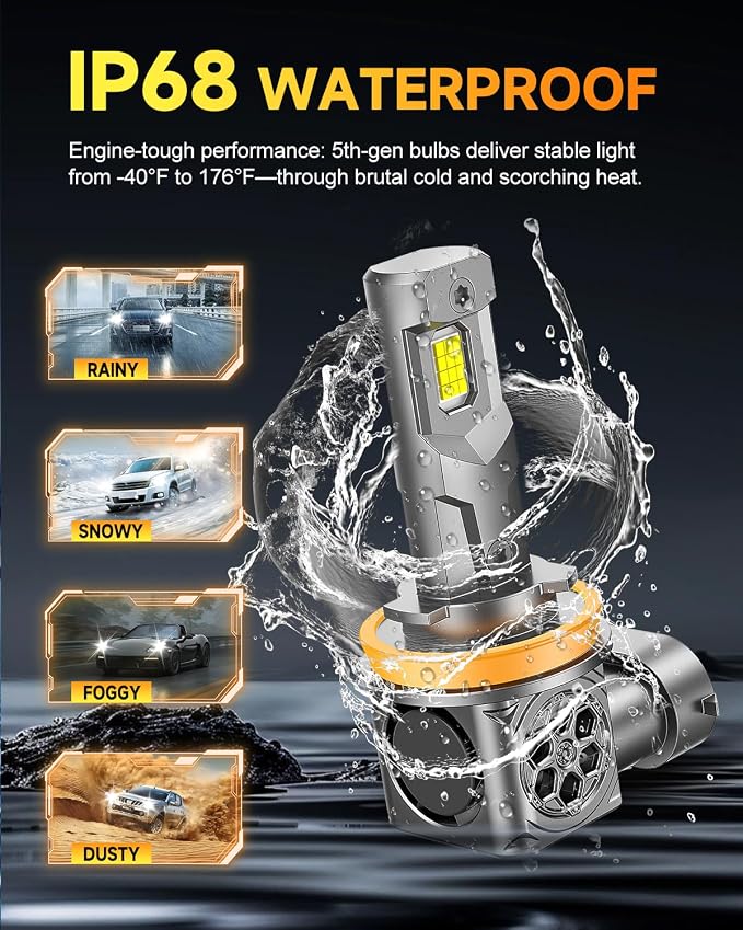 𝐋𝐚𝐭𝐞𝐬𝐭-𝐆𝐞𝐧 H11/H9/H8 Light Bulbs, 50000LM 10X Super Bright 6500K Cool White, 1:1 Mini Size H11 Lights, Plug & Play,Canbus Ready, Precision Beam, 10+ Years Life, Daytime Running Light Modules