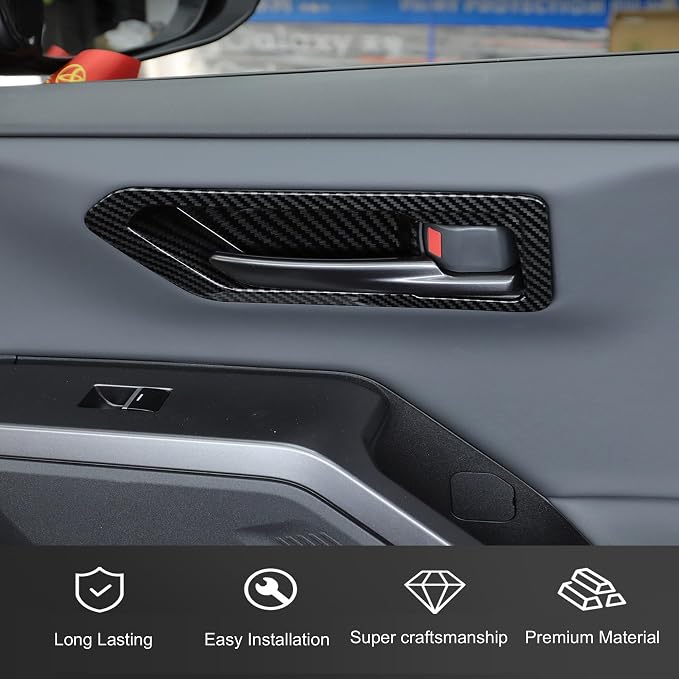 Inner Door Handle Bowl Frame Cover Compatible with Toyota RAV4 XLE Premium/LE/SE/XSE/Limited/Woodland 2026+, Door Pull Bowl Guard Cover, Handrail Cup Trim for RAV4 2026 2027 Accessories (Carbon Fiber)