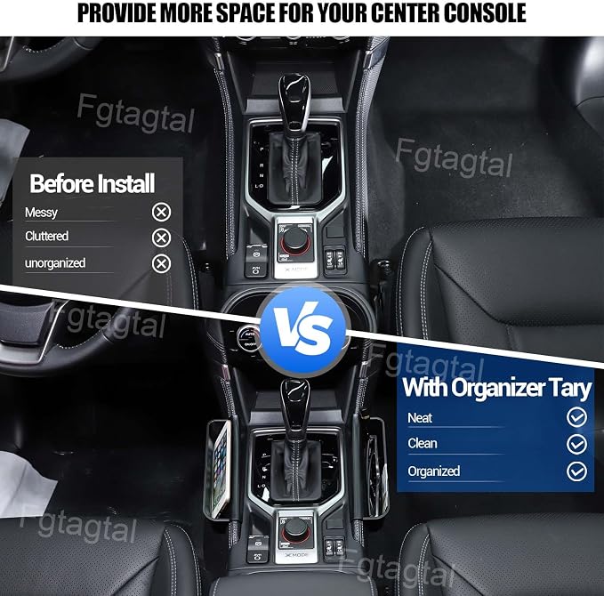 Gear Shift Organizer Tray Compatible with Subaru Forester 2019-2025, Center Console Shifter Storage Box, ABS Storage Tray, Create Extra Storage Space for Driver and Passenger