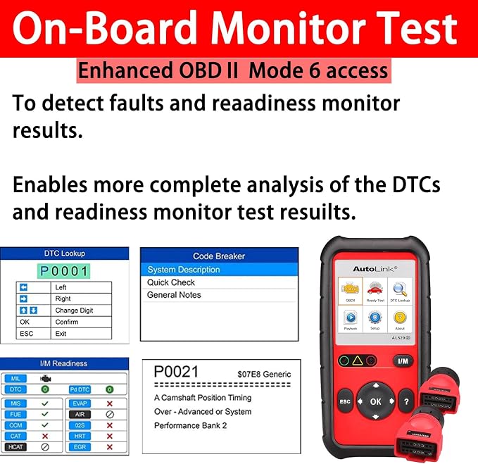 Autel AutoLink AL529HD OBD2 Scanner with Screen Wiper 2025 Heavy Duty Code Reader Retrieve Code VIN O2 Sensor Test OBDII Monitor Test Review Read Erase Data View Live Data Freeze Frame Data