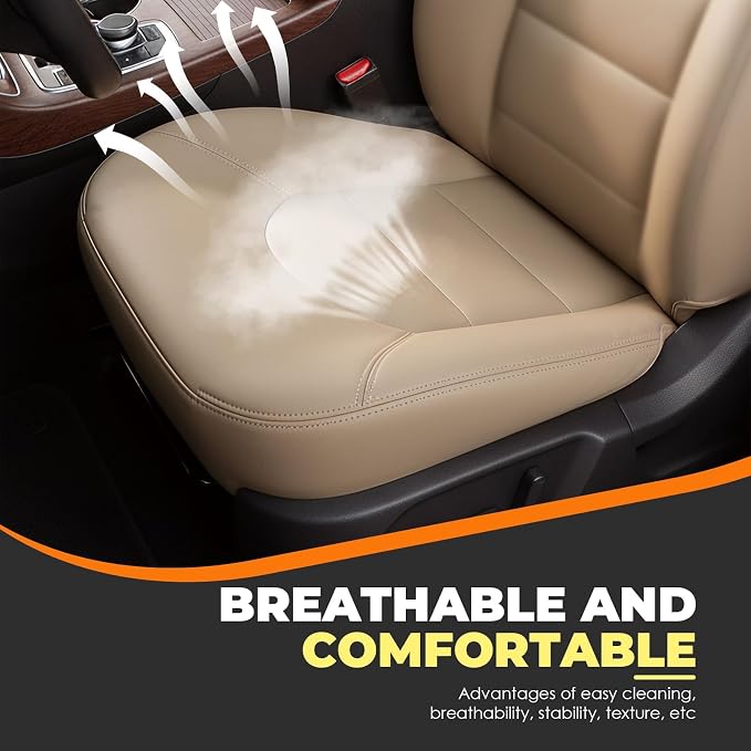 4 PCS Tan Leather Passenger Driver Side Bottom and Top Lean Back Seat Covers Compatible with (Fit F Series) 250 350 450 550 1999 2000