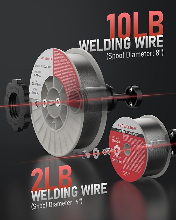YESWELDER 185A MIG Welder, 110V/220V Dual Voltage, Flux Core MIG/Gas MIG/Spool Gun MIG/Lift TIG/Stick 5 in 1 Multi-process, LED Digital Display Synergic Control Aluminum Welding Machine