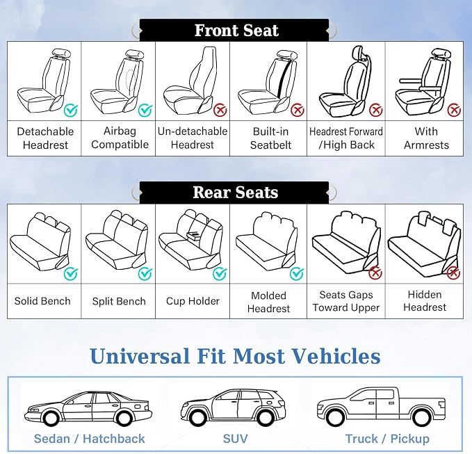 Coverado Seat Covers, Premium Nappa Leather Car Seat Covers Front Seats, Waterproof Car Seat Protector with Lumbar Support, Front Driver Seat Covers Universal Fit for Most Cars (Black&Beige)