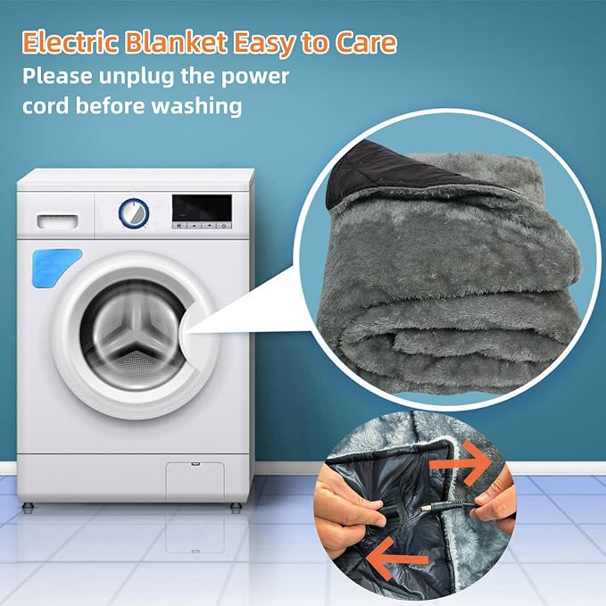 12V Electric Car Plug Heated Blanket - 70.8"x57" Heating Blanket for Car, Outdoor Plush Blanket,Camping Blanket, Overheat Protection 9 Heating Levels and 2,8,12 Hours Auto Off