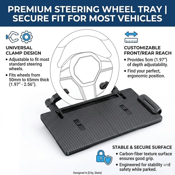 2 in 1 Steering Wheel Tray Table & Seat Gap Filler Organizer,Table for Eating in Car, Universal Fit for Most Cars, Car Tray for Working & Eating