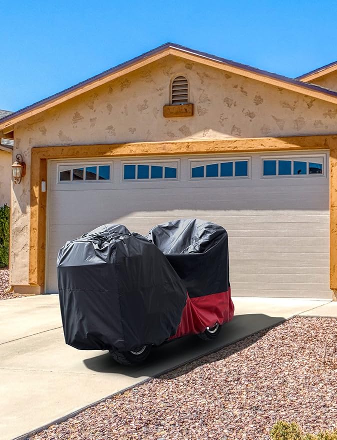 KEMIMOTO Heavy Duty 420D Motorcycle Cover Fits Side Top Box Waterproof Outdoor Compatible with Touring, Touring Ultra Limited Road King Street Glide Road Glide All Weather Dust Sunlight Rain Cover