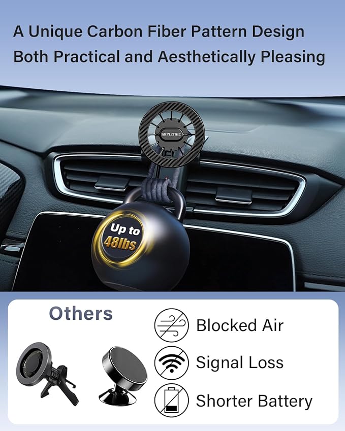 SKYLOTEC Car Phone Holder for Jeep Renegade 2015 2016 2017 2018 2019 2020 2021 2022 2023 Accessories Automobile Cradles Magnetic Phone Mount Compatible with MagSafe, Strong Magnets Cell Phone Base