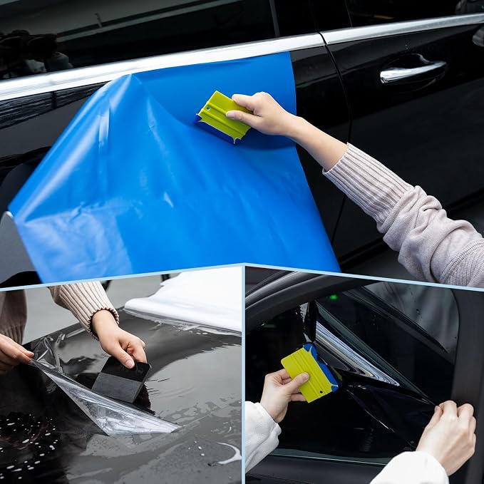 NEWISHTOOL Vinyl Wrap Tool Kit Tint Tools with Sponge Seam Roller, Window Scraper, Felt Squeegee, Magnet Holders, Gloves and Micro Tucking Tool