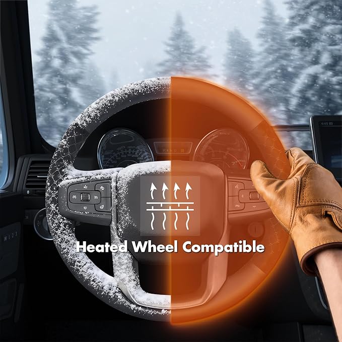 MEWANT Hand Stitch 3D Style Real Leather Steering Wheel Protector Wrap Cover for GMC Sierra 1500 2019-2023/Sierra 1500 Limited 2022/Sierra 2500 2020-2024/Sierra 3500 2020-2024/Yukon 2021-2023