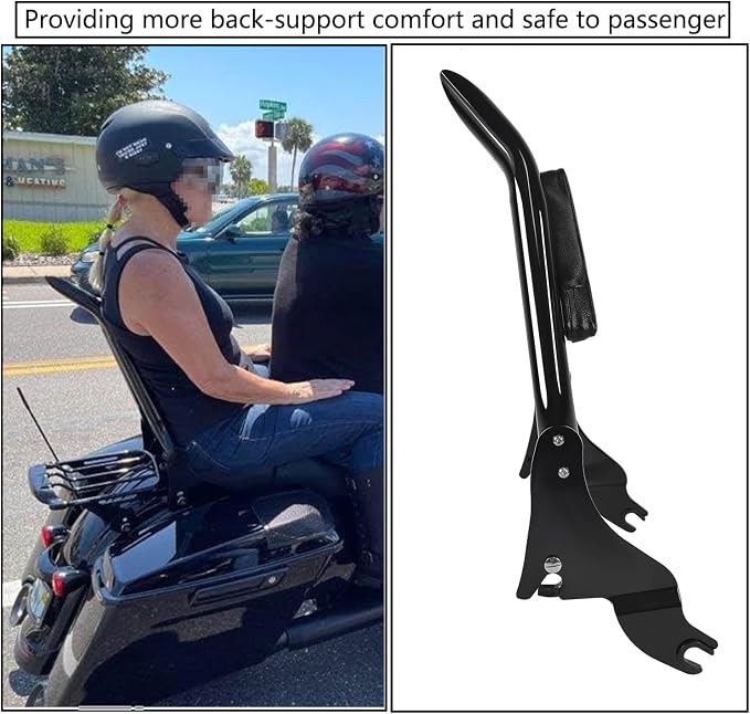 2009-2026 Motorcycle Detachable Backrest Sissy Bar Passenger Back Rest Pad for Harley Touring Road Glide Road King CVO Street Glide Electra Glide Ultra (22" Black)