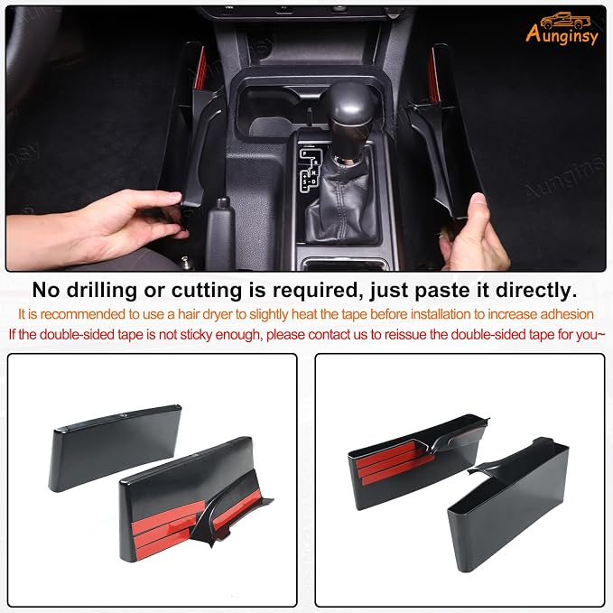 Aunginsy Gear Shift Storage Organizer Tray Compatible with Toyota Tacoma 3rd Gen 2016-2023 Center Console Organizer Left & Right Side Hanging Storage Box ABS Accessories, Not Fit Manual Transmission