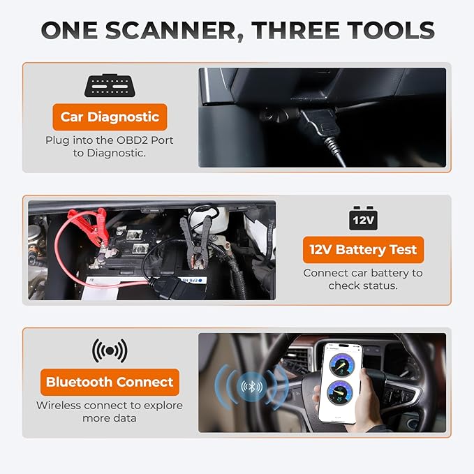 AUTOPHIX DM5900 OBD2 Scanner Diagnostic Tool for Engine, ABS, SRS, and Transmission, 12V Battery Load Analyzer with Direct Clamps, Car Scanner Diagnostic Tool with I/M Readiness, Free Lifetime Updates