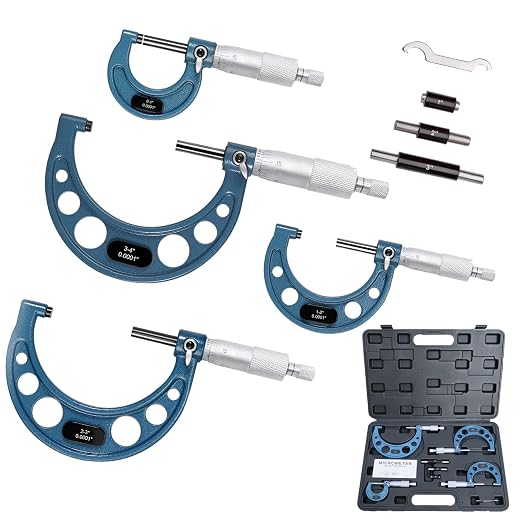 HDLNKAK Outside Micrometer Set 0-4" +Digital Bore Gauges Set 2"-6"/0.0005", Wide Selection of Anvils, Applications in Engines Cylinder Precision Measurement