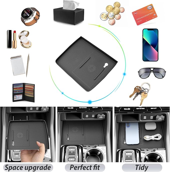 SKTU for 2026 Honda Passport Wireless Charging Mat 2026+ Passport Center Console Non-Slip Pad 2026 Passport Console Mat Honda Passport 2026 Accessories Rubber Console Mat Durable