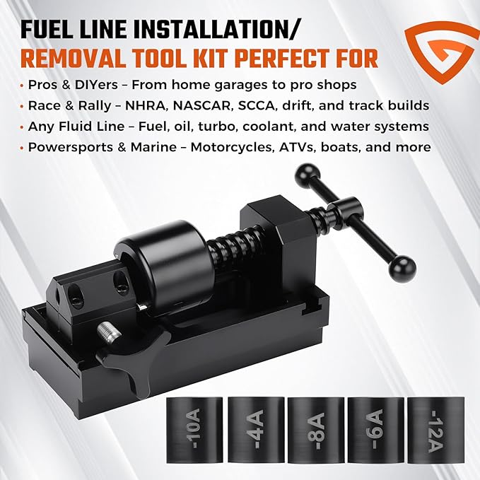 Fuel Line Fittings Installation Tool Set with 4AN 6AN 8AN 10AN 12AN Connector, Auto Hose Pipe Fuel Line Installation/Removal Tool Kit, AN Hose Fitting Connect/Disconnect Tools