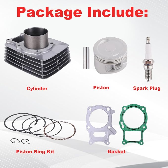 72MM Big Bore Cylinder Piston Ring Top End Kit Compatible with Honda TRX250 TRX250EX X TE 2x4 ES 2002-2025 12100/12251-HN6-000