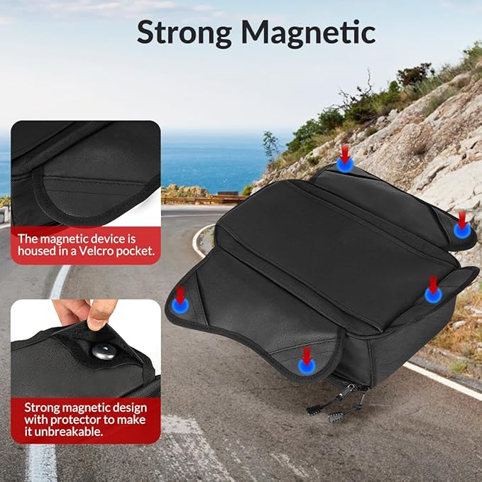 Motorcycle Tank Bag Universal Waterproof Oxford Fabric with Strong Magnetic，Magnetic Tank Bag, fits Harley Davidson, Indian, Honda, Yamaha, Suzuki and more