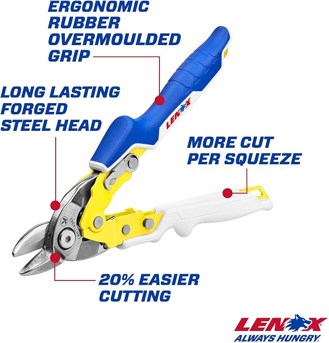 LENOX TOOLS Pliers, Bulldog Avitation Snips, With Durable Grip (LXHT14343)