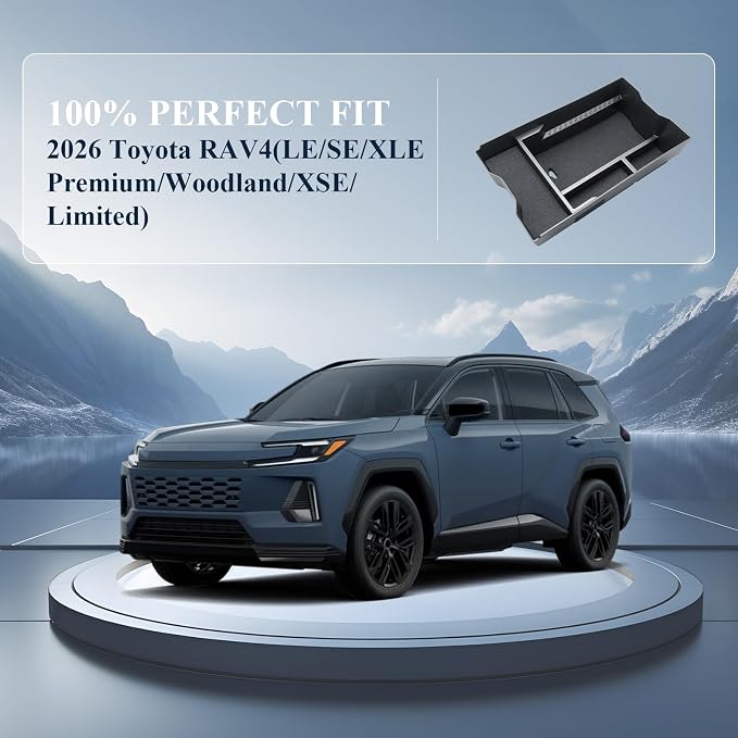 BIBIBO for 2026 Toyota RAV4 Center Console Organizer 2026 Toyota RAV4(LE/SE/XLE Premium/Woodland/XSE/Limited) Console Tray 2026 RAV4 Console Insert Tray