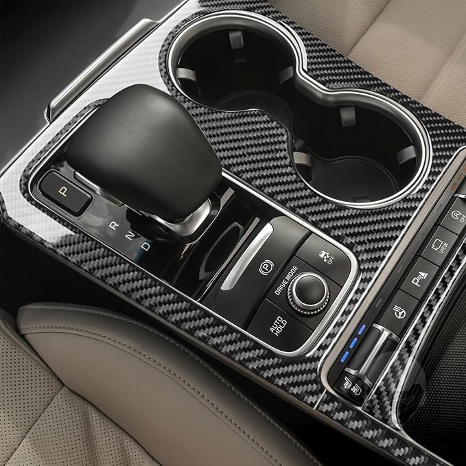 Real Carbon Fiber Gear Shift Panel Trim Compatible with Kia Stinger 2018–2023, Interior Decor Sticker Accessories