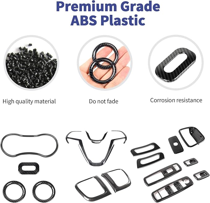 Carbon Fiber 16PCS Full Set Interior Trim Kit Compatible with 2014-2021 Jeep Grand Cherokee,Dashboard Panel Side Outlet Decorative Cover