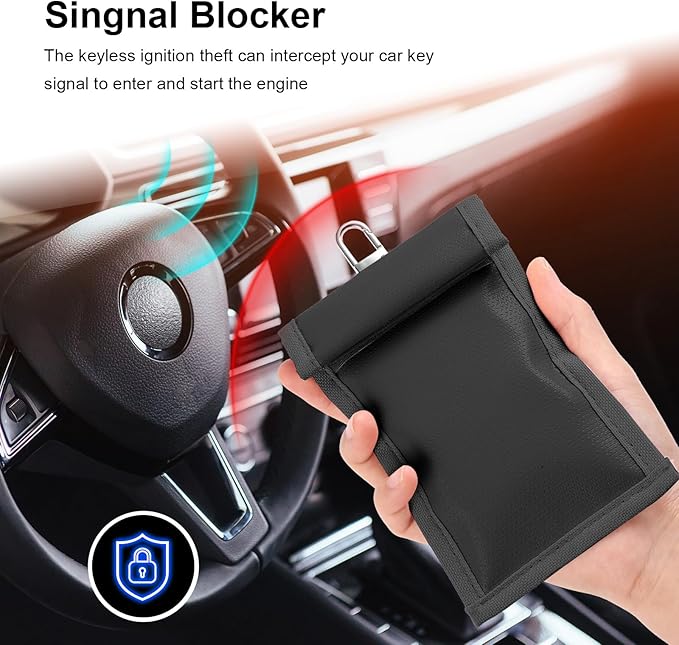 Shinylin 6 Pack Faraday Bags for Laptop Phone Car Key Tablet, Emp Proof Faraday Bags Waterproof Faraday Cage Device Signal Proof Faraday Blocker Pouch for Anti Theft Anti Tracking (Black)