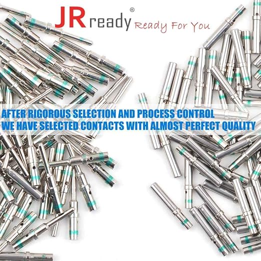 JRready ST6119 Deutsch Contact Kit, Deutsch Solid Pin Size 16, Closed Barrel Contacts Kit, Solid Contacts for DT Connectors, 14-20AWG, 13A, Green Stripe, 60 Pairs