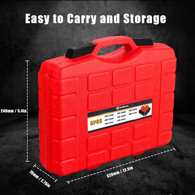 Anbull 1" Drive Jumbo Impact Socket Set, 9 Pieces Universal Hex Deep Socket Set with Heavy Duty Storage Case, Metric and Standard Sizes (22,24,27,30,32,36,38,41mm), Cr-V Steel