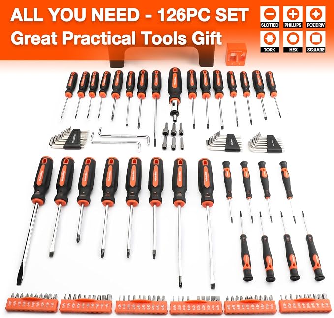 DURATECH 7-Piece Pliers Set & ValueMax 126PC Magnetic Screwdriver Set