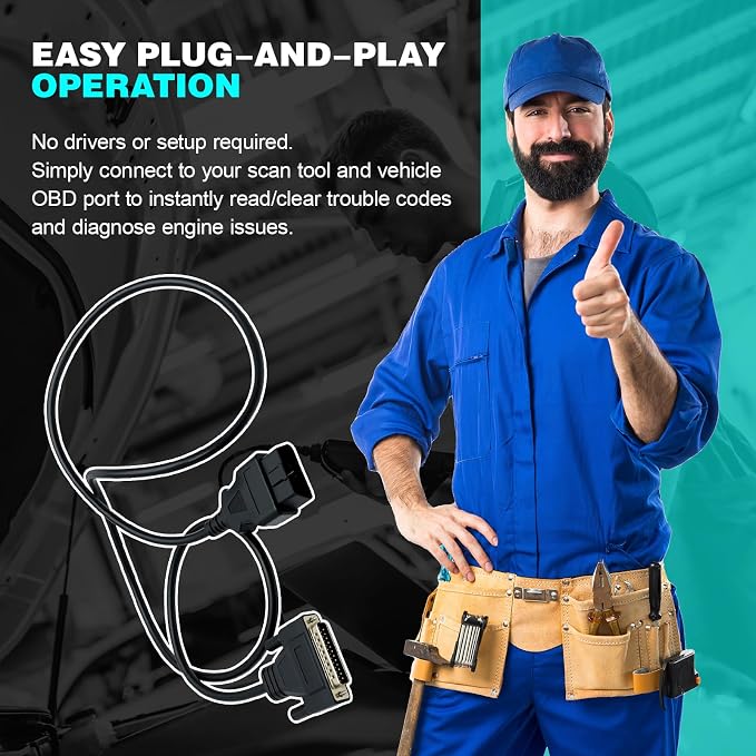 5FT OBD2 OBDII Cable Fit for Zurich ZR11 ZR13 ZR15 Scan Tool Code Reader Scanner, Replace 63807 63806 56218 Diagnostic Scan Tool Cord
