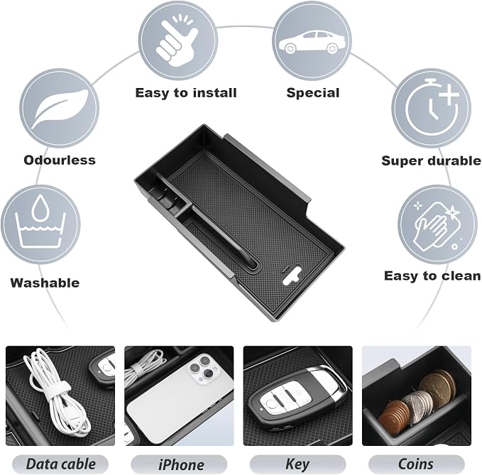 SKTU Upgrade for 2023-2026 Lincoln Corsair Accessories Center Console Organizer for 2023-2026 Lincoln Corsair Console Tray 2023-2026 Corsair ABS Durable Insert Console Organizer with Coin Holder
