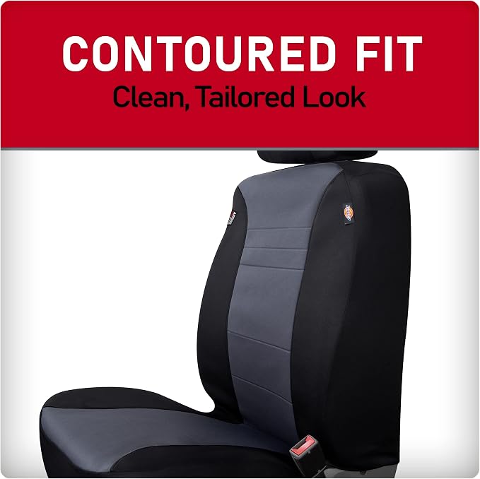 Dickies 2-Piece Aquablock Seat Covers, Water-Resistant Seat Covers for Cars, Trucks, SUVs — Black/Gray