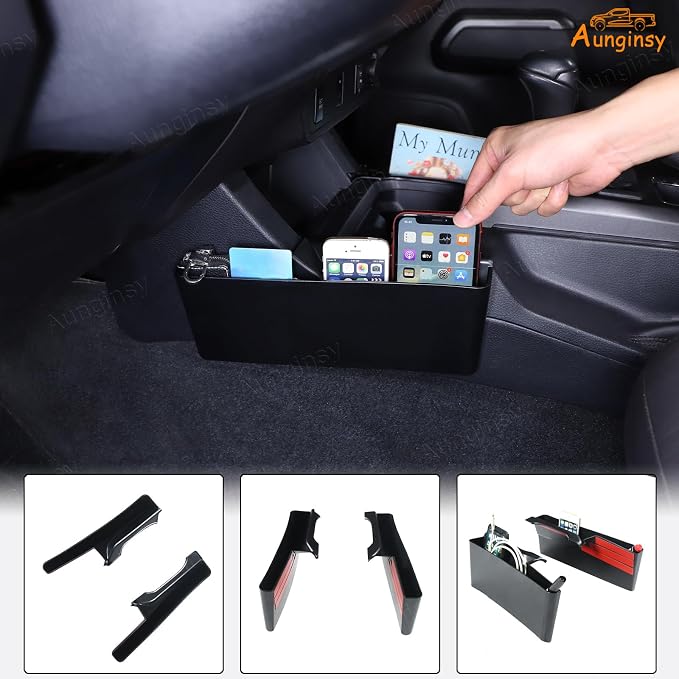 Aunginsy Gear Shift Storage Organizer Tray Compatible with Toyota Tacoma 3rd Gen 2016-2023 Center Console Organizer Left & Right Side Hanging Storage Box ABS Accessories, Not Fit Manual Transmission