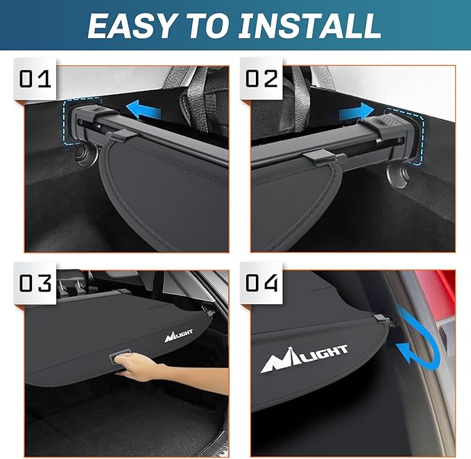 Nilight Trunk Cargo Cover for Hyundai Santa Fe 2024 2025, Retractable Security Shade Rear Cargo Cover, with Trunk Storage Net