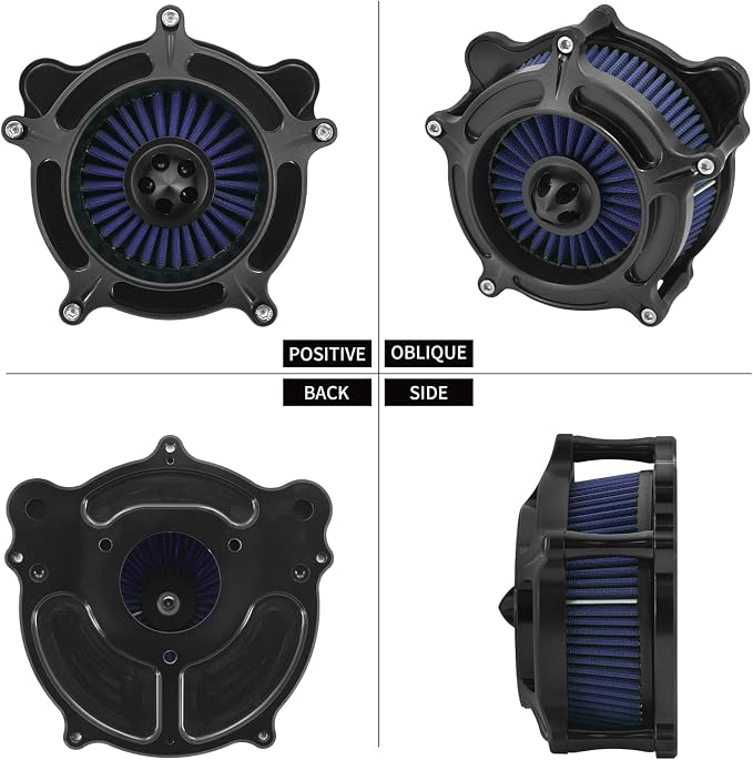 Air Cleaner Filter Aluminum Fit for Harley Touring Road King Street Glide Softail Sportster Dyna (Black Housing Blue Element, C For Touring 08-16,Softail 16-17,Trike 08-16)