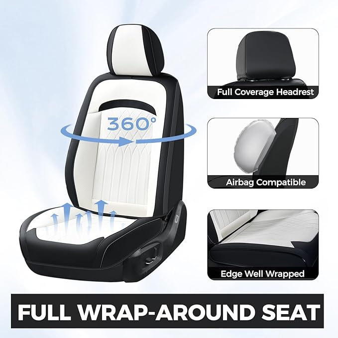 FLORICH Car Seat Covers Full Set, Leather Seat Covers for Cars, Car Seat Protector Waterproof Breathable, Universal Automotive Seat Covers, Front and Rear Car Seat Cover Fit for Most SUV Pick-up Truck