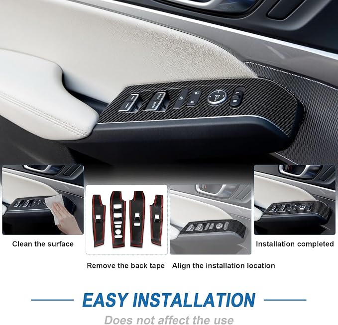 Carbon Fiber Window Lift Switch Panel Cover Compatible with 2023–2026 Acura Integra
