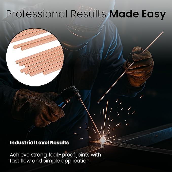 42 pcs Brazing Rods AWS BCuP-5 15% Silver Solder Phos Copper Brazing Alloy Flat Welding Rods 0.050"x1/8"x10" for HVAC, Refrigeration, and Industrial Applications