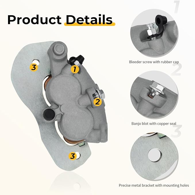 Rear Right Brake Caliper & Sintered Pads for Can Am Maverick Trail/Sport 2018-Up Defender Max/Pro/6x6 2017-Up Commander 1000/700 2021-Up