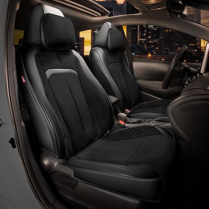 Voris Series Full Set Seat Covers Universal for Cars Trucks SUV, Black, CA-SC-VORIS-Full-BK