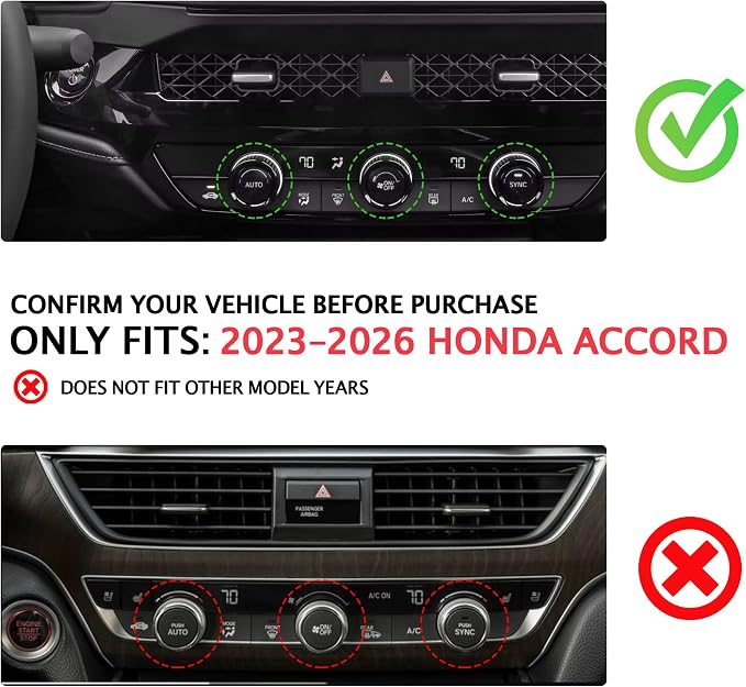 11PCS Crystal Knob Cover Trim Set - Zinc Alloy Rhinestone Interior Bling Accessories, Stylish Control Knob Caps Compatible with 2023-2025 2026 Honda Accord & Accord Hybrid
