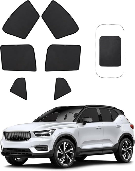 Front Side Half Window Shade Foldable Custom Fit for Volvo XC40 2020-2026 Car Window Shades for Side Window Sun Shade UV Protection Heat Insulation for Camping Sleeping 6PCS