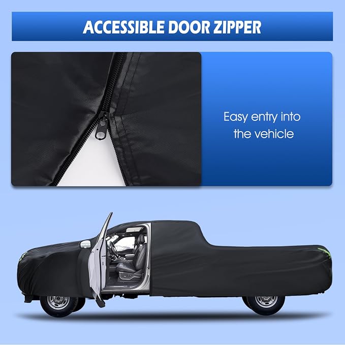 Truck Cover Waterproof All Weather, 6 Layers Pickup Cover Fit for Ford F250/F350, Chevrolet Silverado, Ram 2500, Gmc Sierra, See Size Chart (T5 Fit Truck Length Up to 266 inch)